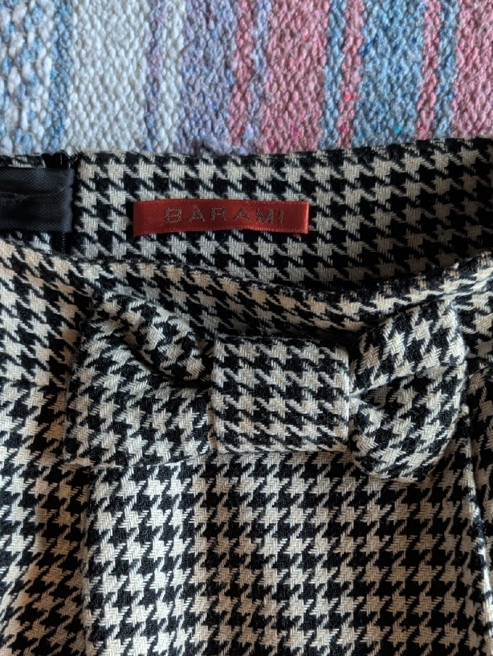 Barami Houndstooth Skirt with Bow - Black & White